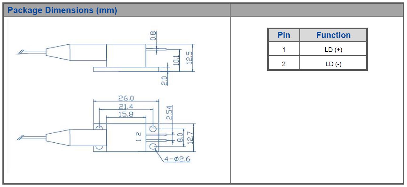 K830F02FN-1.000W Single Emitter, 830nm, 1W Fiber Coupled Diode Laser